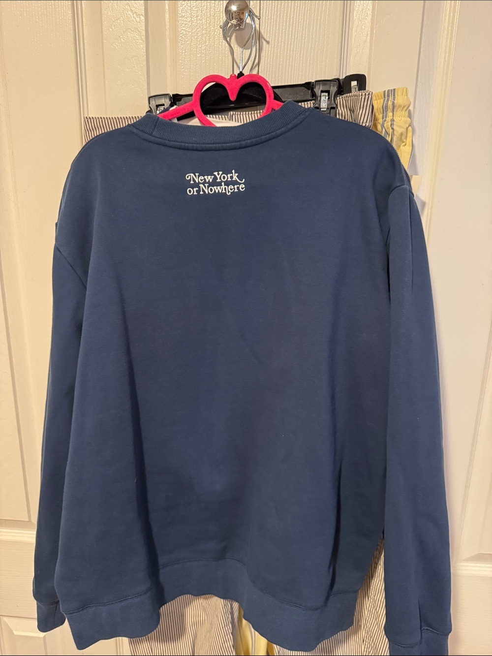 NEW YORK OR NOWHERE-
Navy Crewneck sweatshirt with White NY Crest - - Picture 2 of 3